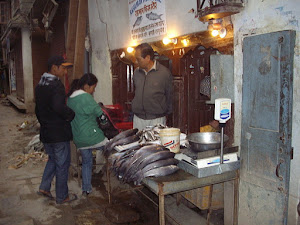A  Normal fish shop in Kathmandu.