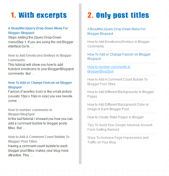  5 Type of Recent Post Widget Blogger Widgets/Gadgets