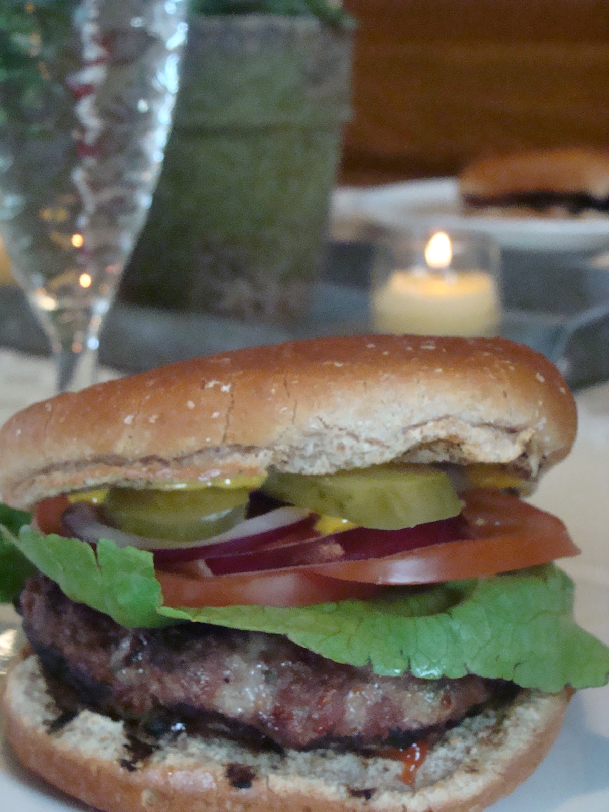 Inside Heather's Home Grilled Jalapeno Burgers (Mild)
