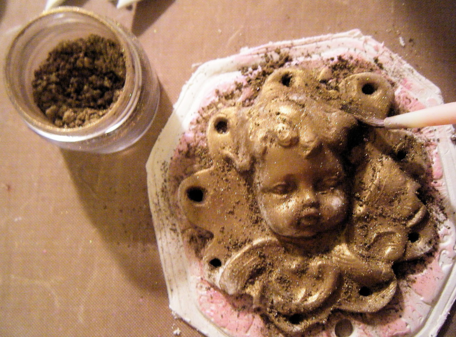 Using several colors of pigment powders as paint, I started painting