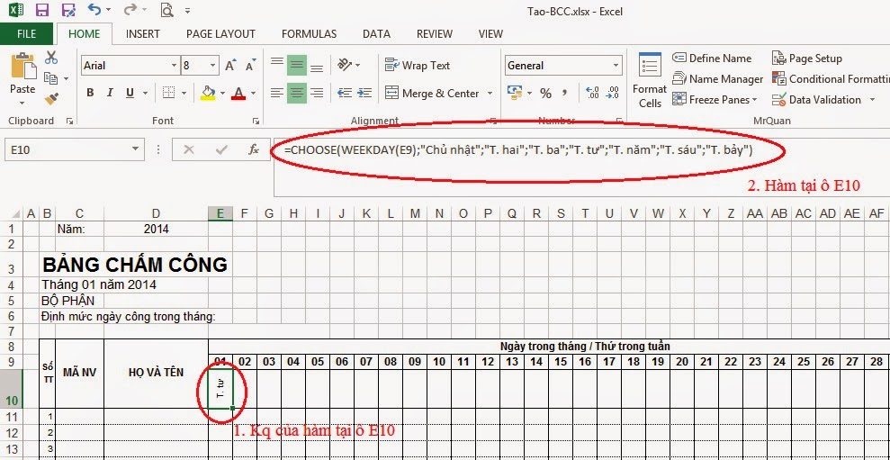 Cách tính bảng chấm công trong excel được thực hiện như thế nào? Hướng dẫn cách tạo bảng chấm công trên Excel chi tiết nhất 39