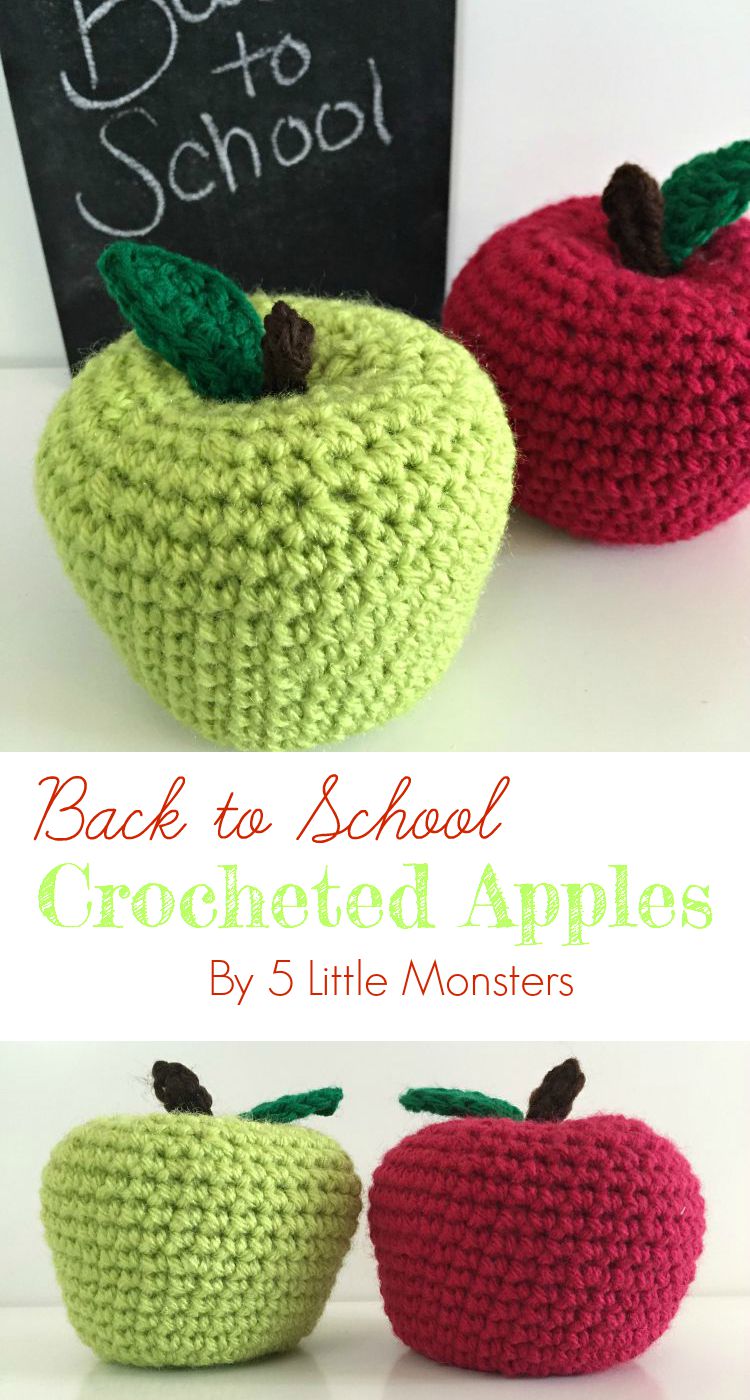 5 Little Monsters: Back to School Crocheted Apples