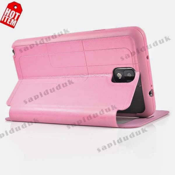 Stand Leather Case For Samsung Galaxy Note 3 - Pink