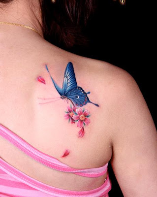 butterfly tattoo design with flowers