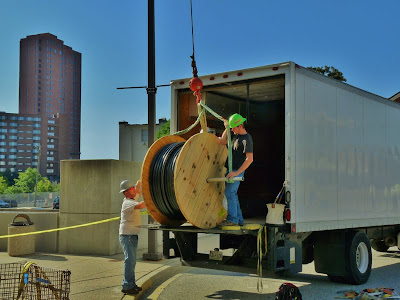  A coax cable reel rigged to go up