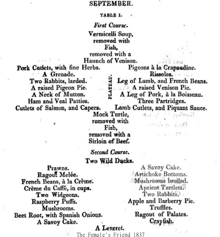 dinner menu for guests