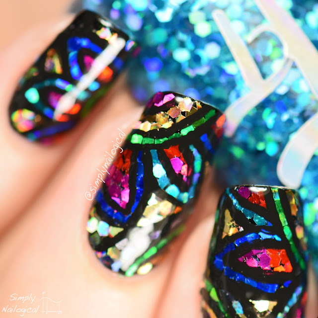 Simply Nailogical Stained glass glitter placement + easy removal!