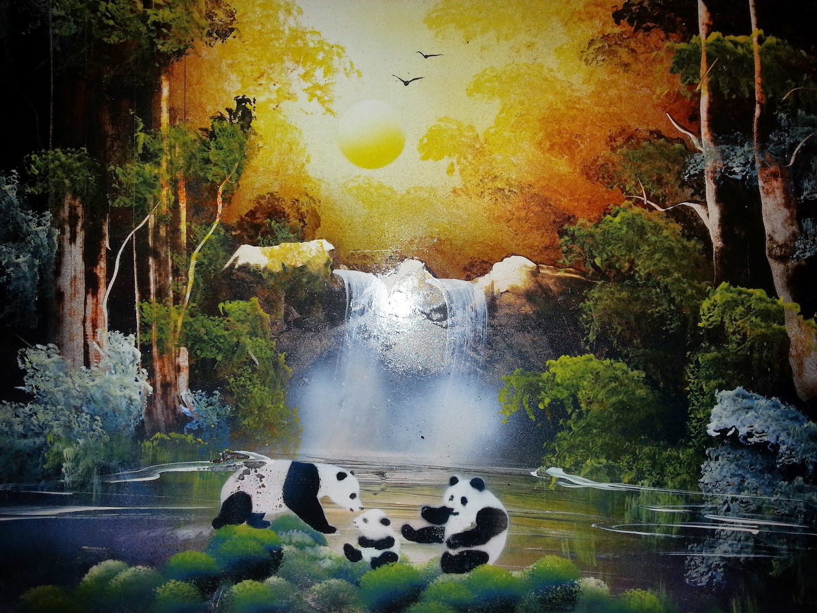 Spray paint art works SPRAY PAINT ART 20"x14" FengShui Forest
