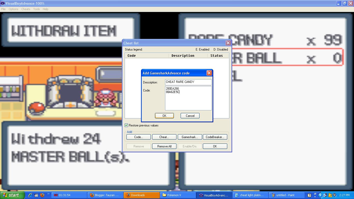 Cheat game Pokemon PLATINUM fauzan blog