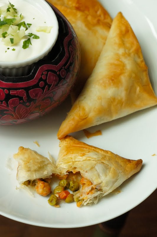 Thyme Chickpea Samosas with Raita dip; and a Thank You dinner