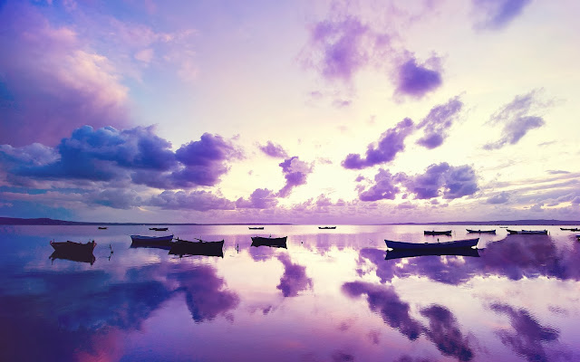 Wallpaper Purple Sunset in Ocean