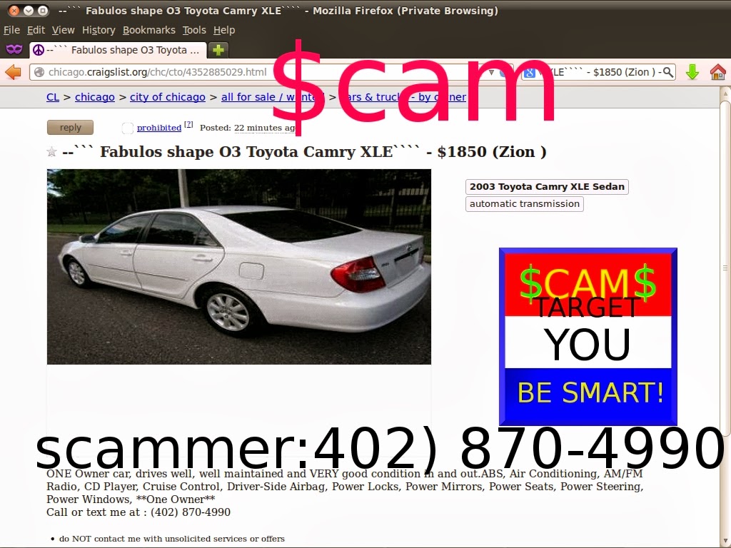 Craigslist Scam Ads Detected 02 27 2014 Update 2 Vehicle Scams