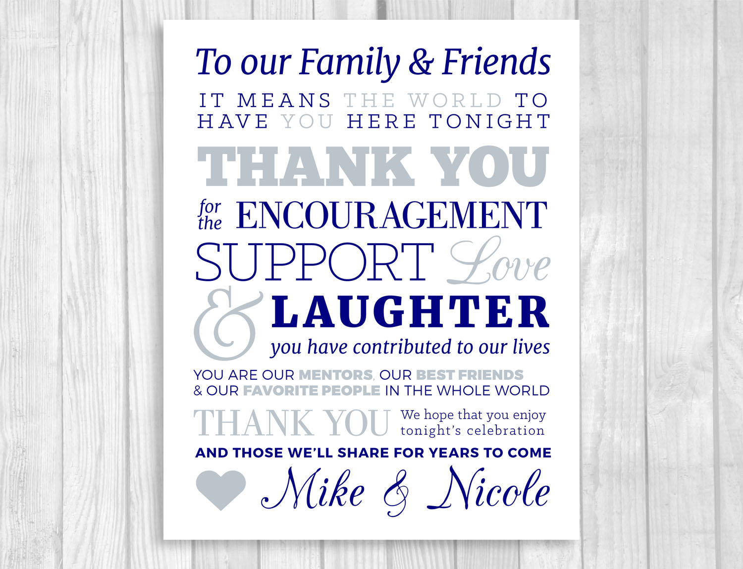 Weddings By Susan Custom Printable To Our Family And Friends 8x10 Custom Printable To Our Family And Friends 8x10 Wedding Thank You Sign Personalized With Bride Groom S Names White Background