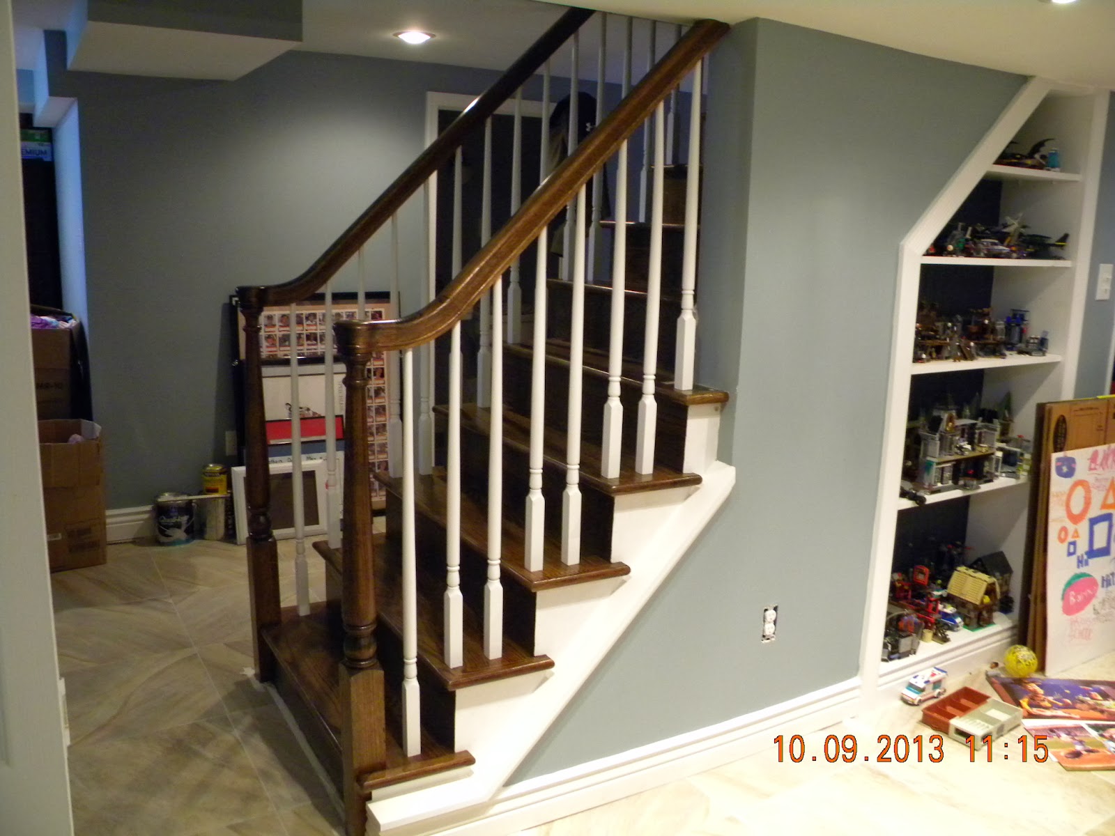Wood Stairs and Rails and Iron Balusters February 2014