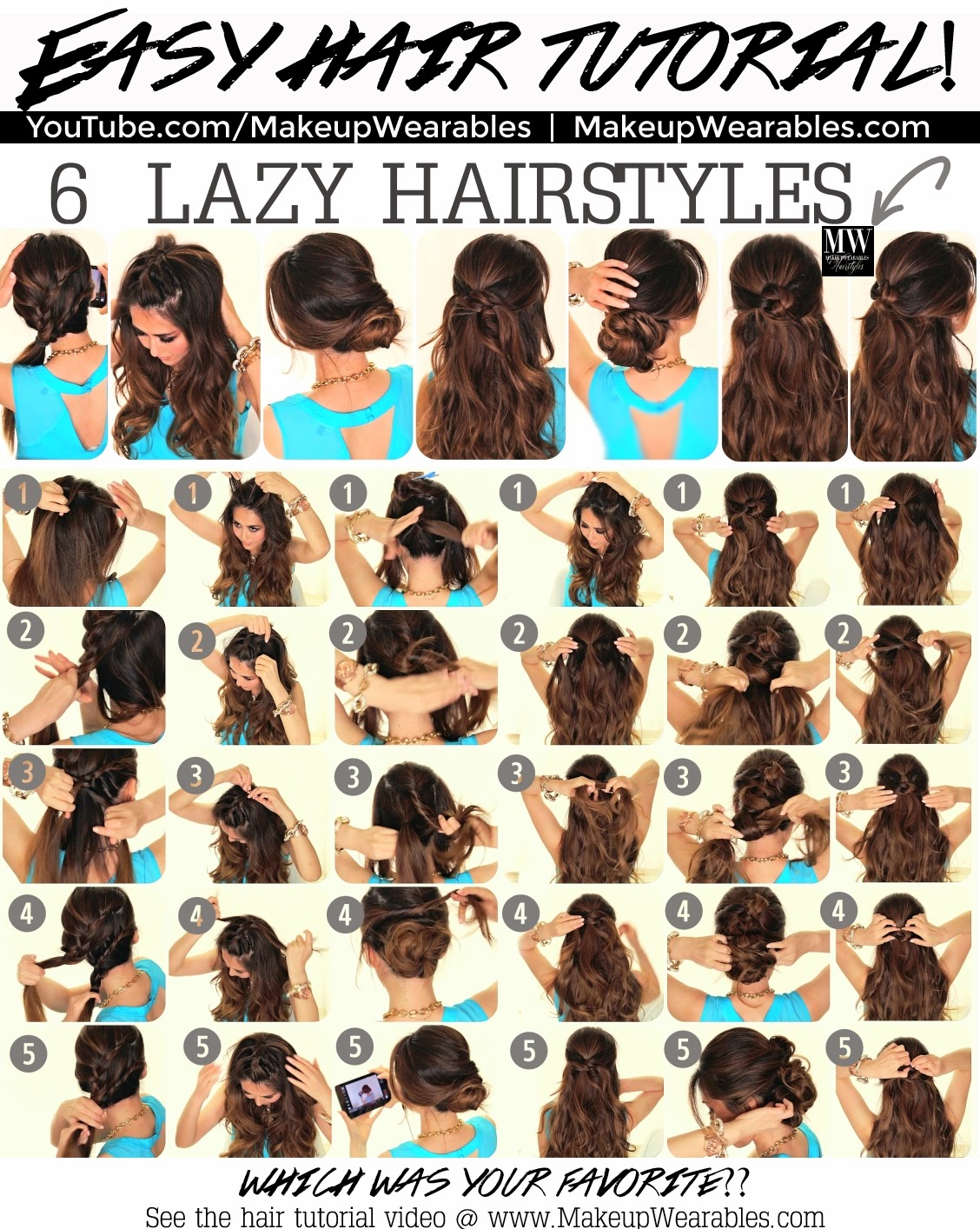 6 Easy Lazy Hairstyles | How to 5 Minute Everyday Hairstyles