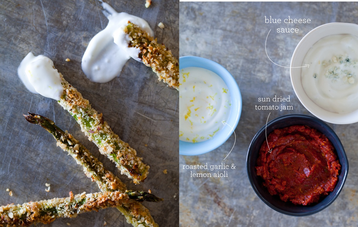 Always Trust a Skinny Cook Baked Asparagus Fries with Three Dipping