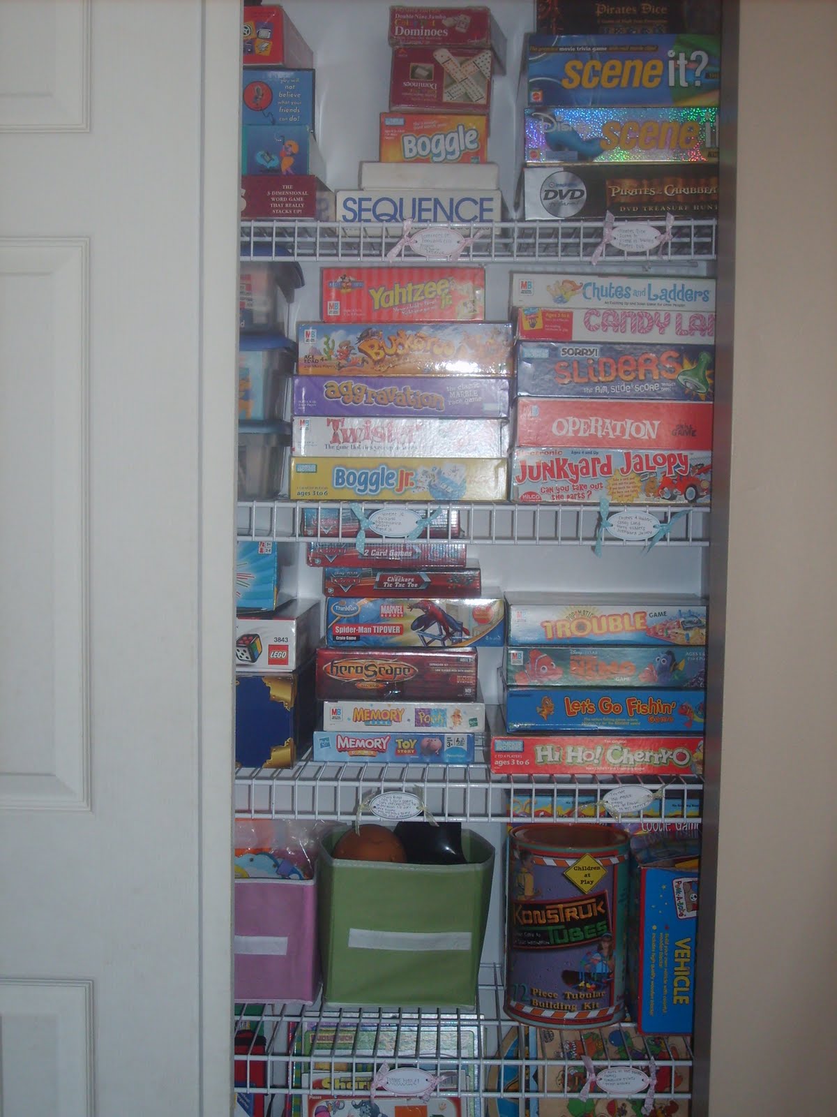 Craft Critters Game Closet Organization