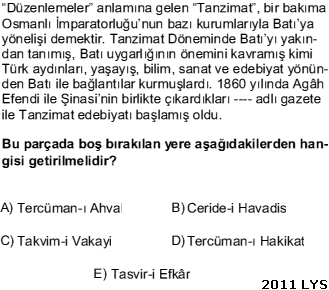 Edebiyatta Bildiklerimiz Ygs Lys Sinavlarinda Cikmis Tanzimat Edebiyati Sorulari Ve Cozumleri