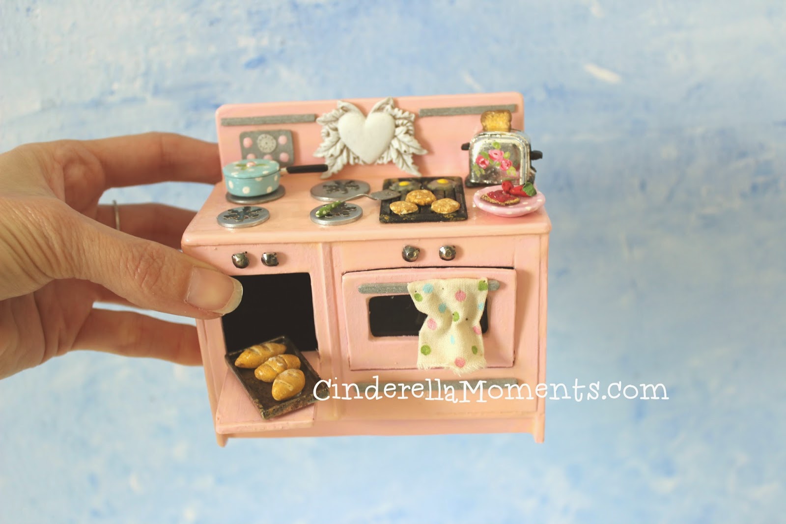 Cinderella Moments Vintage Style Dollhouse Miniature Stove Oven Cooking Range Tutorial