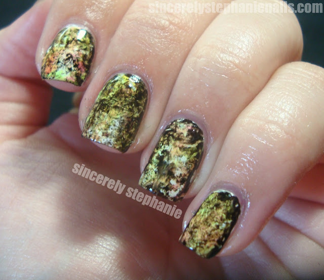 sponging saran wrap nail art