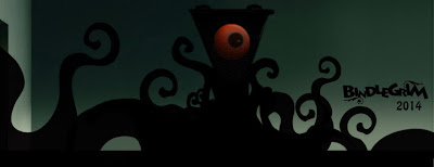 One eyed tentacle monster silhouette black on green by artist Bindlegrim featuring vintage-inspired lanterns, lamps, votive holders, and accessories.