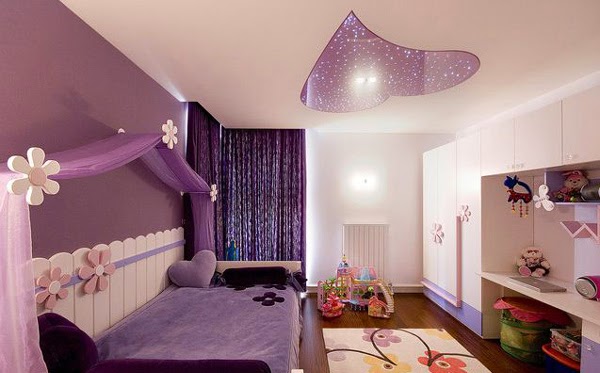 desain kamar tidur warna ungu anak perempuan