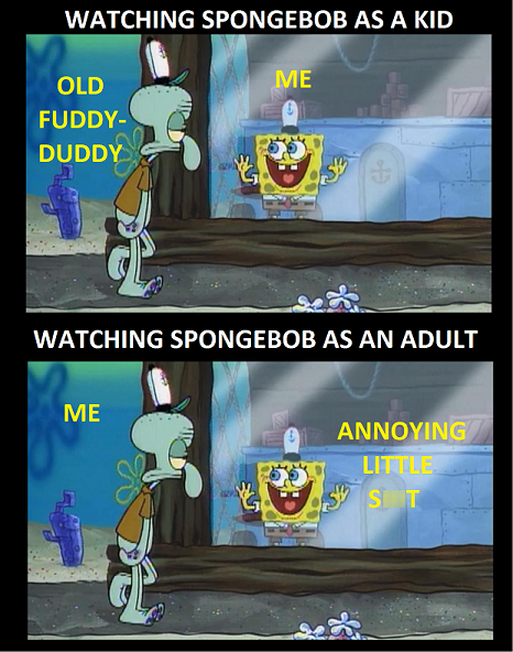 watching sponebob squarepants funny cartoon attitudes to cartoon programs change as you get older