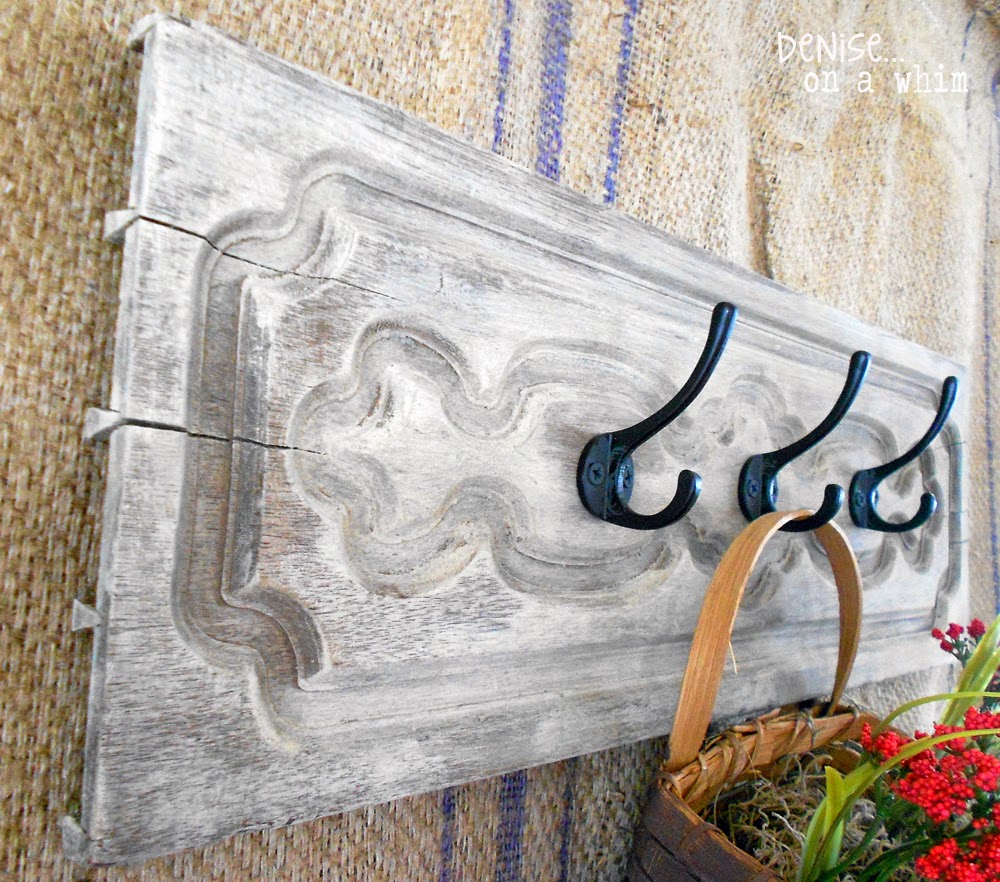 Salvaged Drawer Front Becomes a Hook Board via http://deniseonawhim.blogspot.com