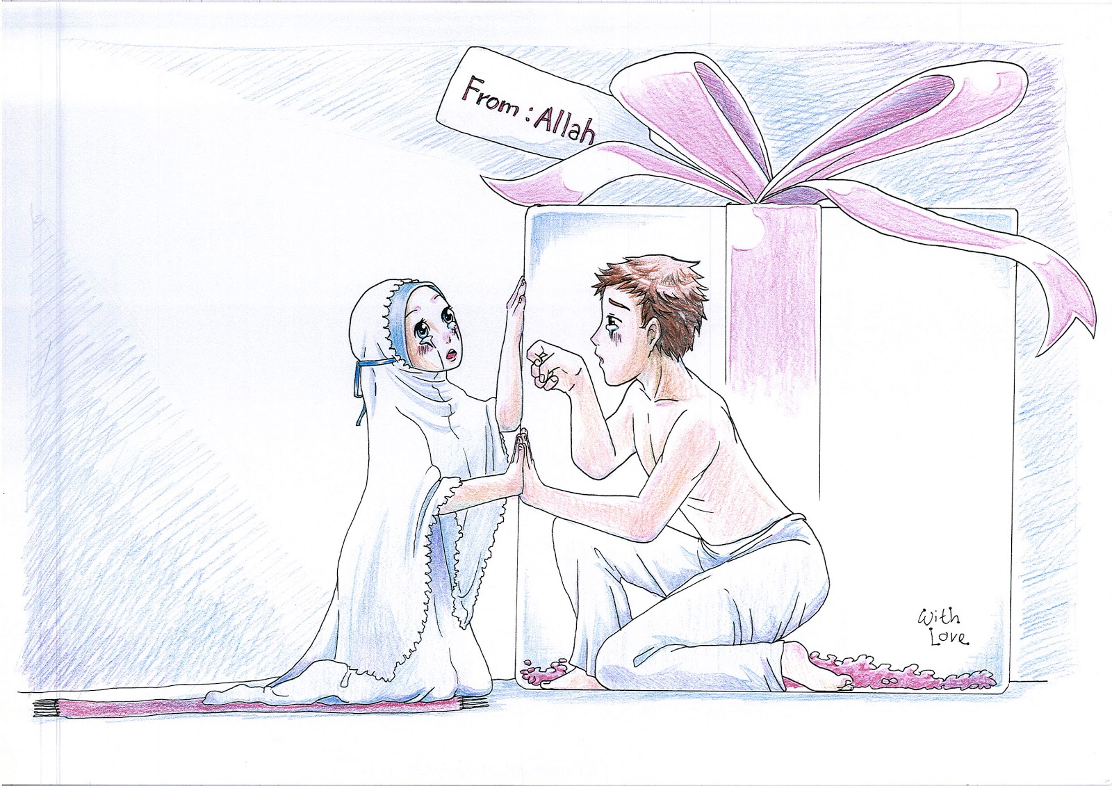 Komik Dakwah Cinta Pada Wallpaper Muslim Drawing The Gift Of Love