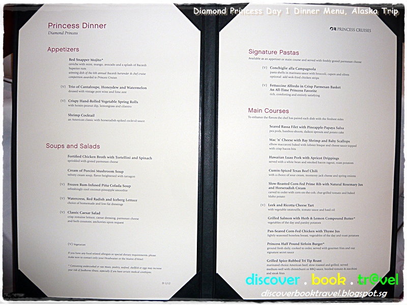 Day 1 Diamond Princess Alaska Cruise It's Dinner and Showtime