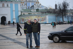 Rabbi Chuck Diamond with Rabbi Jason Miller in Ukraine in 2013