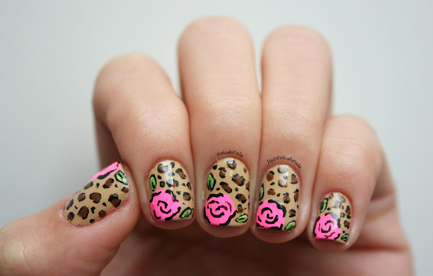 polish pals leopard rose nails