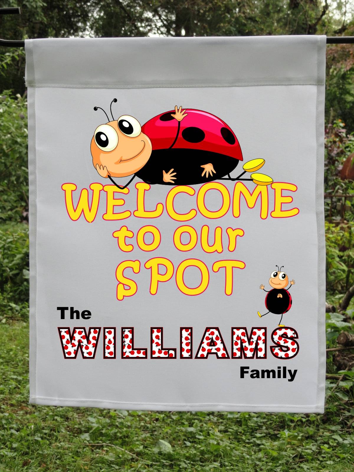 ladybug welcome personalized flag ladybug welcome personalized flag