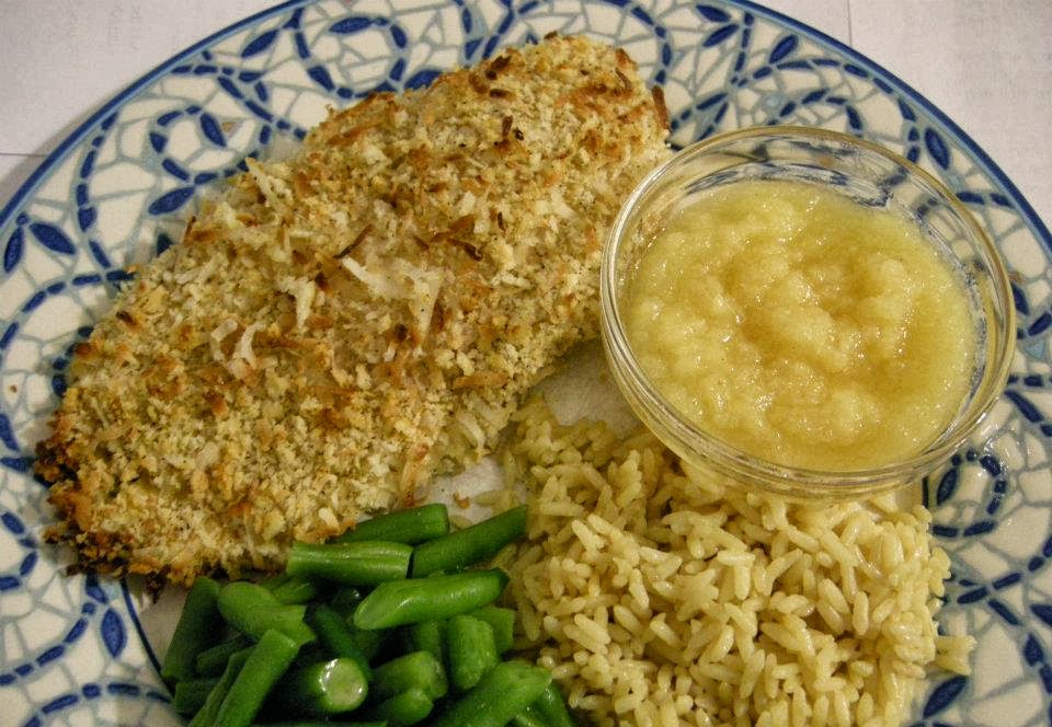Baked Coconut Chicken with Pineapple Sauce