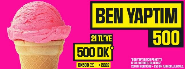 Cep Tarifeler Turkcell Ben Yaptim 1500 Dk 1500 Sms 500 Mb