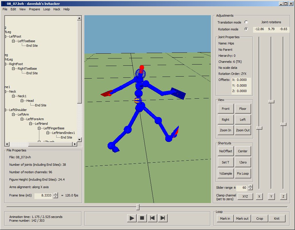 Free motion capture data bvh