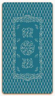 Back of card - Colored illustration - In the spirit of the Marseille tarot - minor arcana - design and illustration by Cesare Asaro - Curio & Co. (Curio and Co. OG - www.curioandco.com)