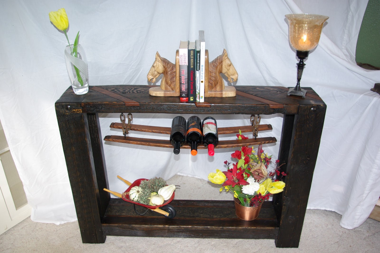 Reclaimed Rustics Rustic Sofa Table/Wine Storage