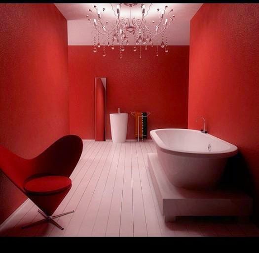 صور حمامات باللون الاحمر Photos baths in red