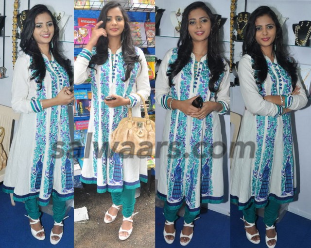 Actress White and Royal Blue Salwar