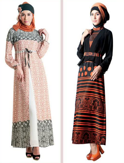 Contoh trend fashion modern baju muslim gamis model terbaru