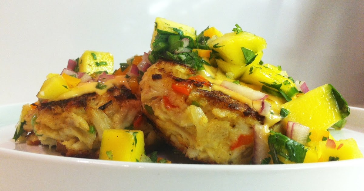 savory Crab Cakes with a Mango Salsa and a Sriracha Aioli