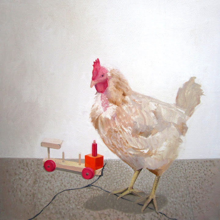 "Gallina y trencito de madera"