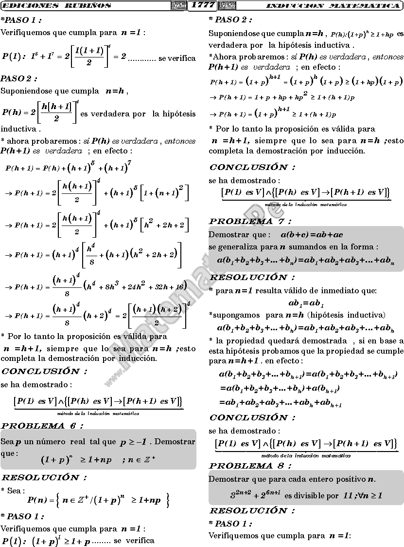 EJERCICIOS DE INDUCCION MATEMATICA ejercicios de induccion matematica: