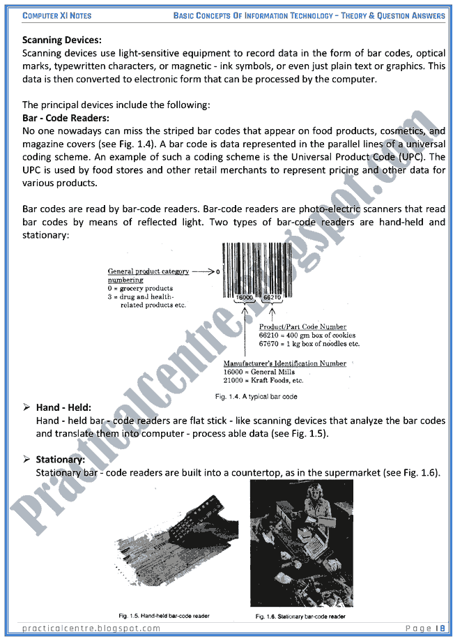 Basic Concepts Of Information Technology - Theory And Questions Answers - Computer XI