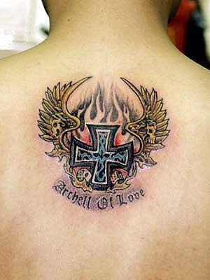 cool cross wings tattoo