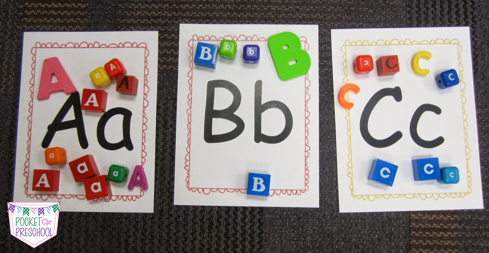 Letter Matching with Manipulatives Pocket of Preschool
