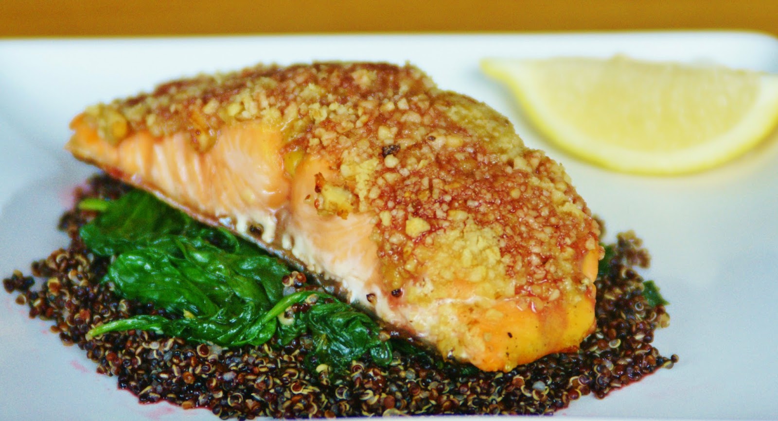 Bite of Health Walnut Crusted Salmon with Pomegranate Sauce