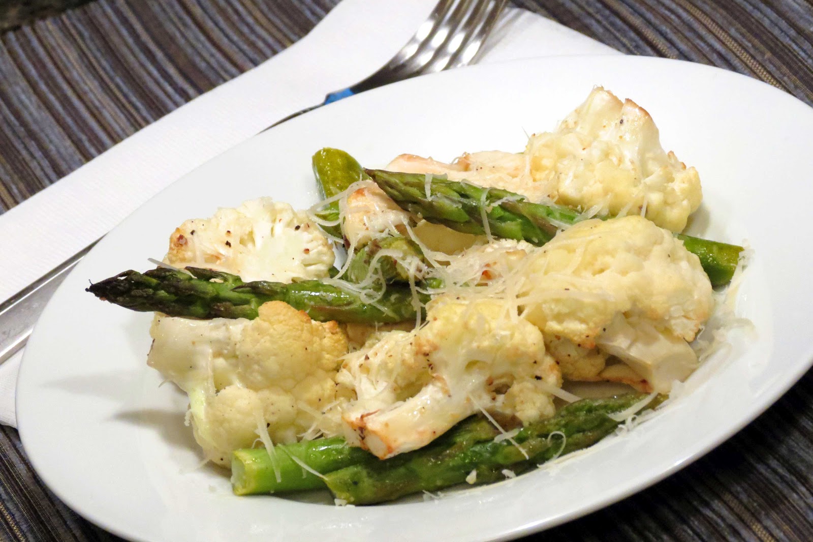 Dinner with the Welches Roasted Cauliflower and Asparagus