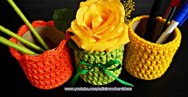 croche vasos cestas decoração flores lembranças aprendercroche video-aulas cursodecroche edinir-croche